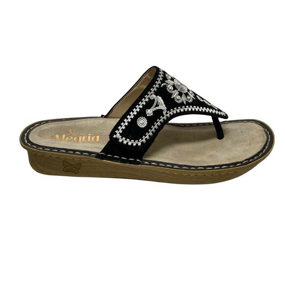 Alegria Vanessa Mandala Black & White Embroidered Sandals Size 41 US 10.5 - Picture 1 of 9
